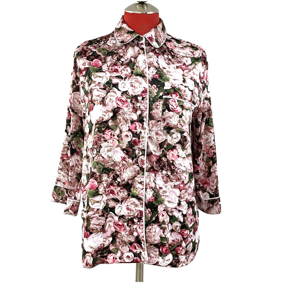 Kate Spade Dream A Little Dream PJ Top XS Navy Print 3/4 Sleeve Button Front - Picture 1 of 8